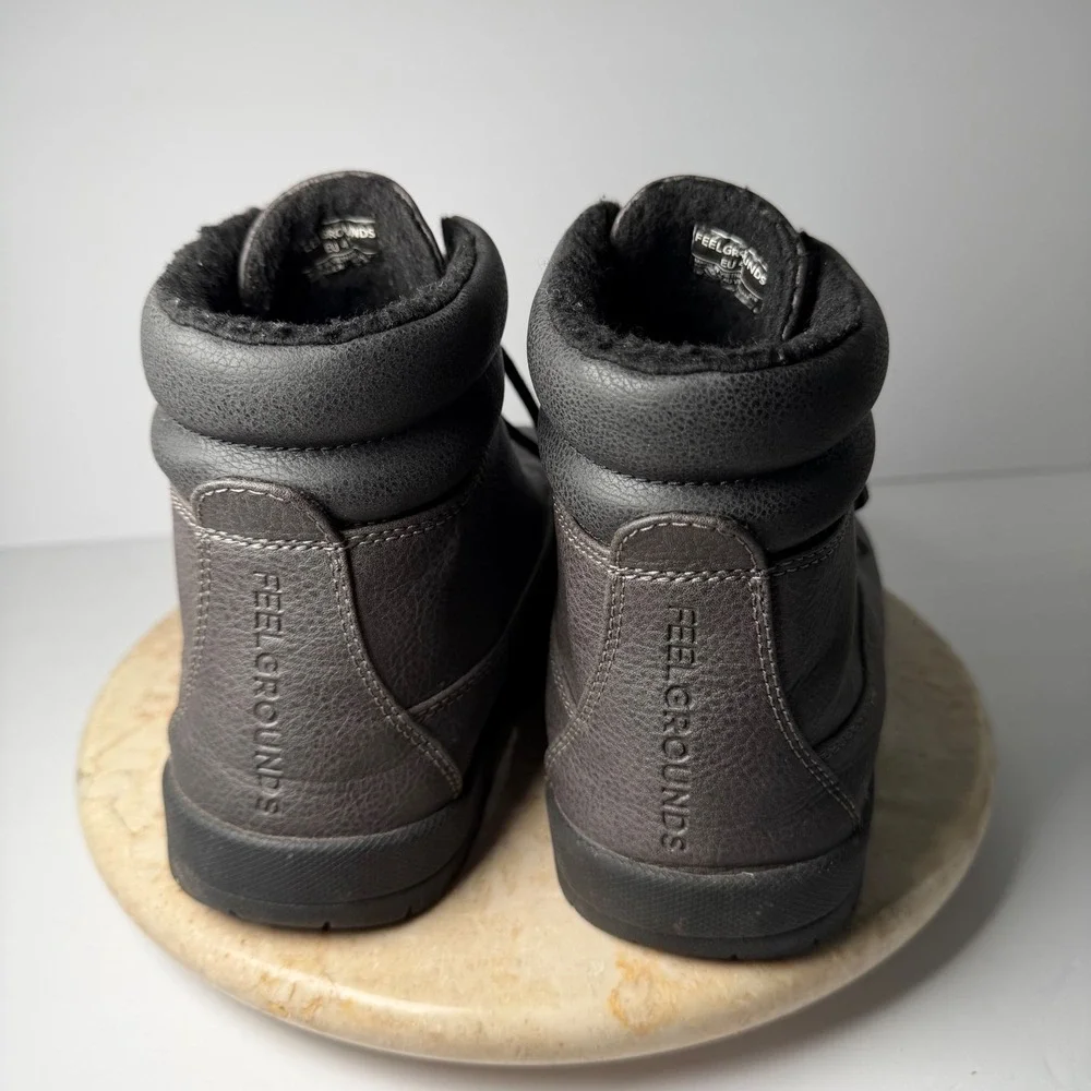 Feelgrounds Patrol Winter Boots EU 41 Dark Grey Vegan Leather Barefoot Zero Drop